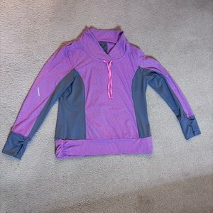 Kiwi Kate Pink & Gray Striped Long-Sleeve Workout Shirt